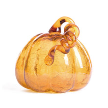 Load image into Gallery viewer, 7.87"L Hand Blown Amber Crackle Glass Pumpkin Decor