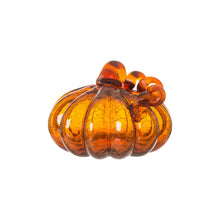 Load image into Gallery viewer, 6.69"L Hand Blown Amber Crackle Glass Pumpkin Decor