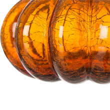 Load image into Gallery viewer, 6.69"L Hand Blown Amber Crackle Glass Pumpkin Decor