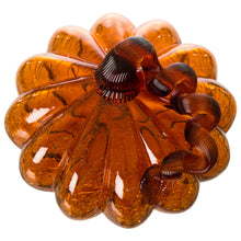 Load image into Gallery viewer, 6.69"L Hand Blown Amber Crackle Glass Pumpkin Decor