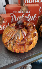 Load image into Gallery viewer, 4.21"H Hand Blown Multi-Striped Glass Pumpkin Decor