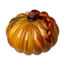 Load image into Gallery viewer, 4.21"H Hand Blown Multi-Striped Glass Pumpkin Decor
