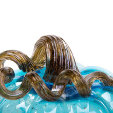 Load image into Gallery viewer, 6.69"D Hand Blown Blue Glitter Glass Pumpkin Decor