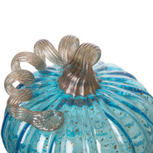Load image into Gallery viewer, 5.51"D Hand Blown Blue Glitter Glass Pumpkin Decor