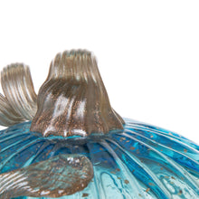 Load image into Gallery viewer, 5.51"D Hand Blown Blue Glitter Glass Pumpkin Decor