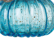 Load image into Gallery viewer, 5.51"D Hand Blown Blue Glitter Glass Pumpkin Decor