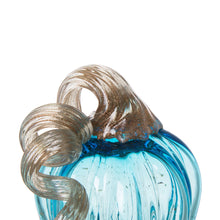 Load image into Gallery viewer, 8.46"H Hand Blown Blue Glitter Glass Pumpkin Decor