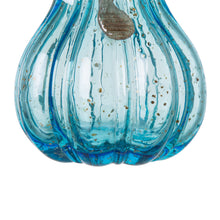 Load image into Gallery viewer, 8.46"H Hand Blown Blue Glitter Glass Pumpkin Decor