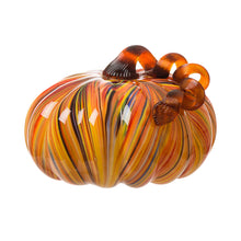 Load image into Gallery viewer, 8.66"D Hand Blown Striped Large Glass Pumpkin Decor