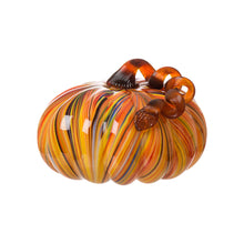 Load image into Gallery viewer, 8.66"D Hand Blown Striped Large Glass Pumpkin Decor