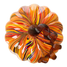 Load image into Gallery viewer, 8.66"D Hand Blown Striped Large Glass Pumpkin Decor