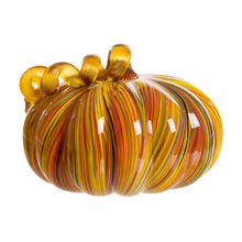 Load image into Gallery viewer, 8.66"D Hand Blown Striped Large Glass Pumpkin Decor