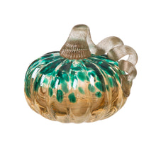 Load image into Gallery viewer, 4.13''H Hand Blown Blue/Gold Glitter Glass Pumpkin Table Accent Decor