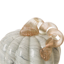 Load image into Gallery viewer, 5.12'D Hand Blown Gray Marbleized Glass Pumpkin Decor
