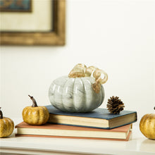 Load image into Gallery viewer, 5.12'D Hand Blown Gray Marbleized Glass Pumpkin Decor