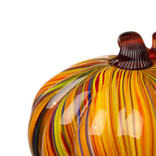 Load image into Gallery viewer, S/2 Multi Striped Glass Short Pumpkin Decor