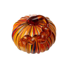 Load image into Gallery viewer, S/2 Multi Striped Glass Short Pumpkin Decor
