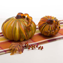 Load image into Gallery viewer, S/2 Multi Striped Glass Short Pumpkin Decor