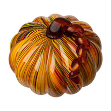 Load image into Gallery viewer, S/2 Multi Striped Glass Short Pumpkin Decor