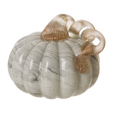 Load image into Gallery viewer, S/2 Hand Blown Gray Marbleized Glass Pumpkin Decor