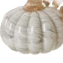 Load image into Gallery viewer, S/2 Hand Blown Gray Marbleized Glass Pumpkin Decor
