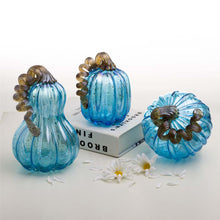 Load image into Gallery viewer, S/3 Blue Glass Pumpkin