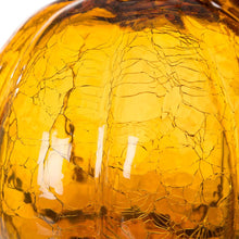 Load image into Gallery viewer, S/2 Hand Blown Amber Crackle Glass Pumpkin Decor