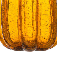 Load image into Gallery viewer, S/2 Hand Blown Amber Crackle Glass Pumpkin Decor