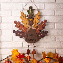 Load image into Gallery viewer, Handcrafted Wooden "Give Thanks" Turkey Wall Hanging Decor