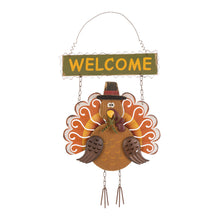 Load image into Gallery viewer, Iron Solid Wood Autumn Turkey Welcome Hanging Decor