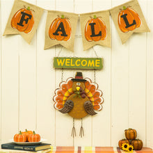 Load image into Gallery viewer, Iron Solid Wood Autumn Turkey Welcome Hanging Decor