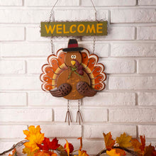 Load image into Gallery viewer, Iron Solid Wood Autumn Turkey Welcome Hanging Decor