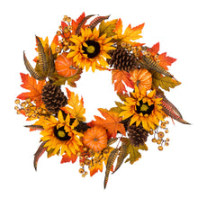 Load image into Gallery viewer, 24"D Yellow/Orange Sunflower Wreath
