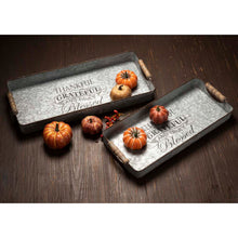 Load image into Gallery viewer, Iron Rect Galvanized Tray Harvest Decor Set of 2