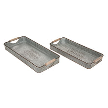 Load image into Gallery viewer, Iron Rect Galvanized Tray Harvest Decor Set of 2