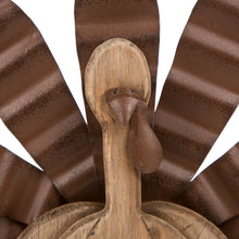 Load image into Gallery viewer, 12.28" L Wooden Metal Turkey Table Decor Thanksgiving Decorative