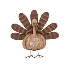 Load image into Gallery viewer, 12.28" L Wooden Metal Turkey Table Decor Thanksgiving Decorative