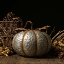 Load image into Gallery viewer, 12"D Galvanized Metal Round Pumpkin