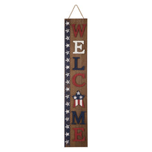 Load image into Gallery viewer, 42"H Welcome Patriotic Wood Stars Porch Board Sign