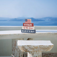 Load image into Gallery viewer, 8.5"L Home Of The Free Because Of The Brave Sign Wooden Patriotic Decorative Table Decor