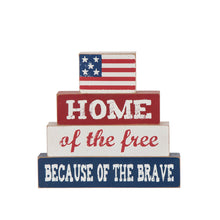 Load image into Gallery viewer, 8.5"L Home Of The Free Because Of The Brave Sign Wooden Patriotic Decorative Table Decor