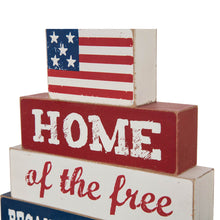 Load image into Gallery viewer, 8.5"L Home Of The Free Because Of The Brave Sign Wooden Patriotic Decorative Table Decor