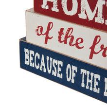 Load image into Gallery viewer, 8.5"L Home Of The Free Because Of The Brave Sign Wooden Patriotic Decorative Table Decor