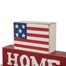 Load image into Gallery viewer, 8.5"L Home Of The Free Because Of The Brave Sign Wooden Patriotic Decorative Table Decor