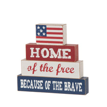 Load image into Gallery viewer, 8.5"L Home Of The Free Because Of The Brave Sign Wooden Patriotic Decorative Table Decor