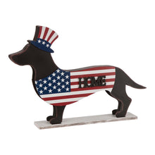 Load image into Gallery viewer, Wooden Metal Patriotic Double Sided Dachshund Porch Sign