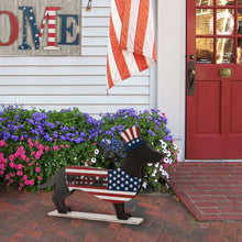 Load image into Gallery viewer, Wooden Metal Patriotic Double Sided Dachshund Porch Sign