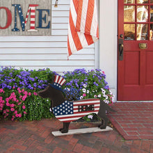 Load image into Gallery viewer, Wooden Metal Patriotic Double Sided Dachshund Porch Sign