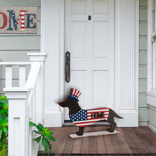 Load image into Gallery viewer, Wooden Metal Patriotic Double Sided Dachshund Porch Sign