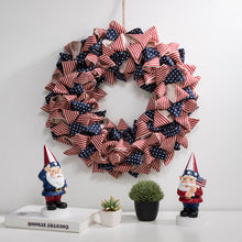 Load image into Gallery viewer, 19"D Fabric Patriotic Stripes and Stars Wreath